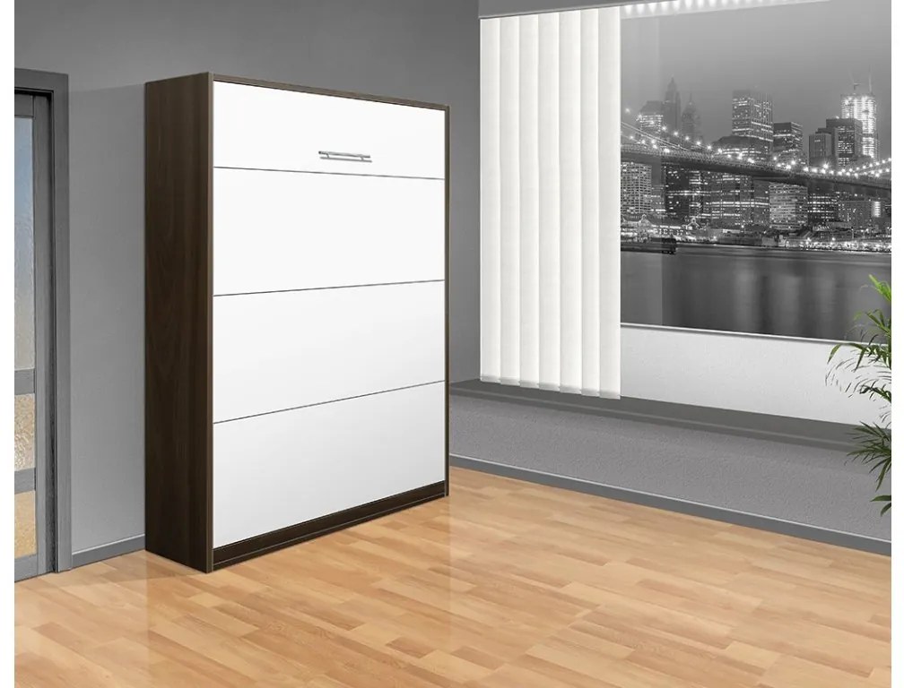 Nabytekmorava Sklápacia posteľ VS 1054 P - 200x160 cm A nosnosť postele: štandardná nosnosť, farba lamina: javor/biele dvere
