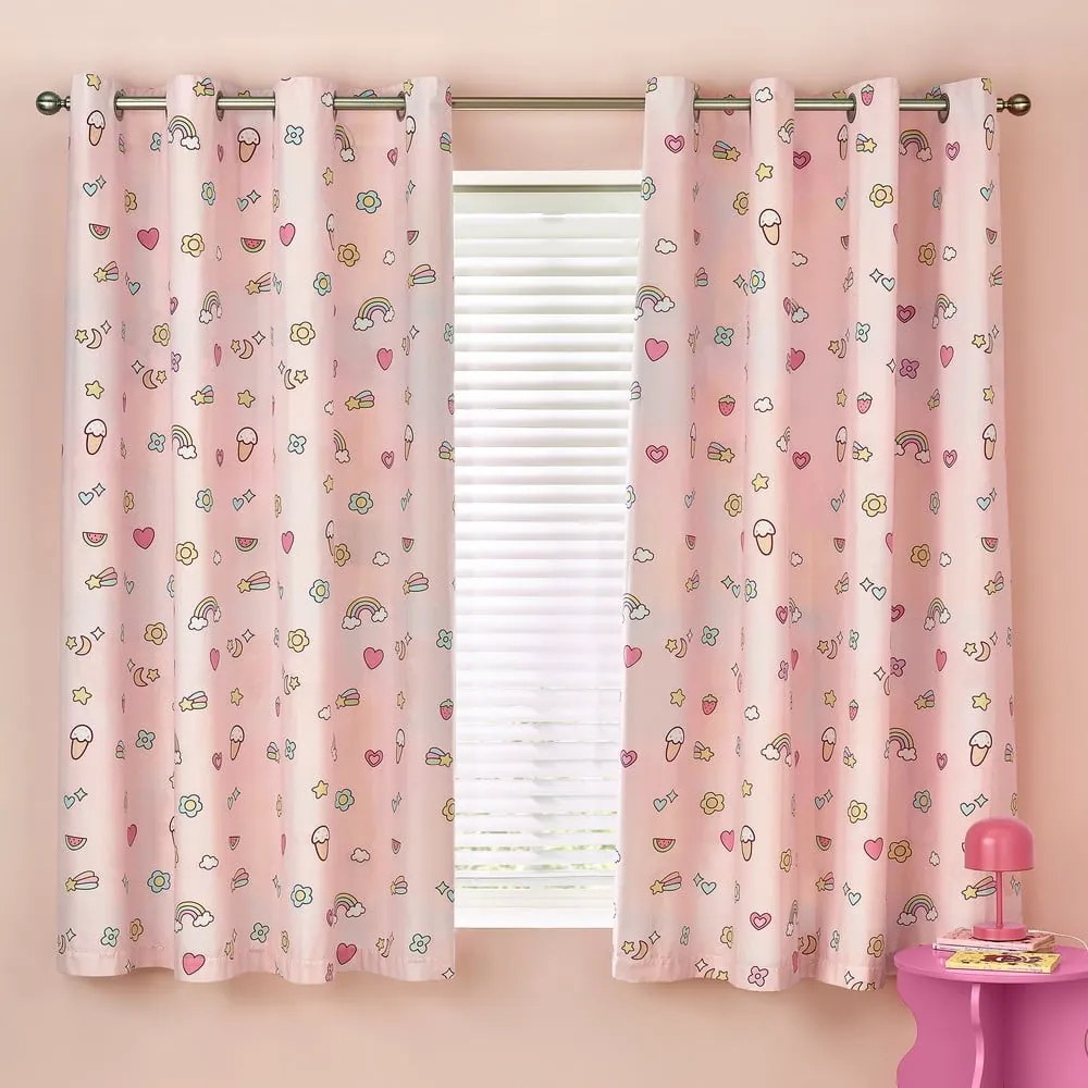 Ružový detský záves 2 ks 168x183 cm Forever Together – Catherine Lansfield