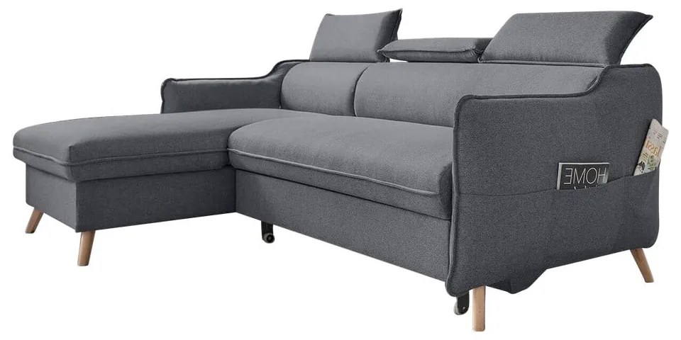 Tmavosivá rozkladacia rohová pohovka (ľavý roh) Sweet Harmony – Miuform