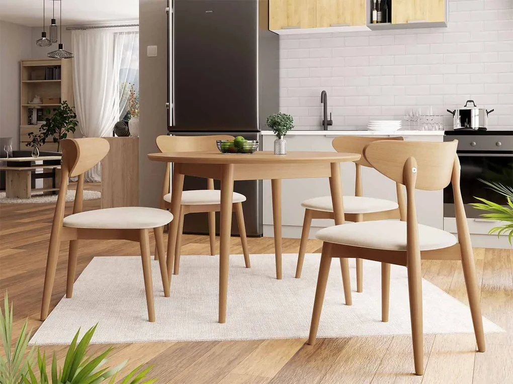 Okrúhly stôl Vidariko FI 120 so 4 stoličkami ST80 01, Farby: čierny, Potah: Magic Velvet 2216