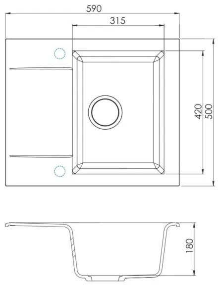 ALVEUS 1149116 - Kuchynský drez GEM 59x50 cm granit/čierna