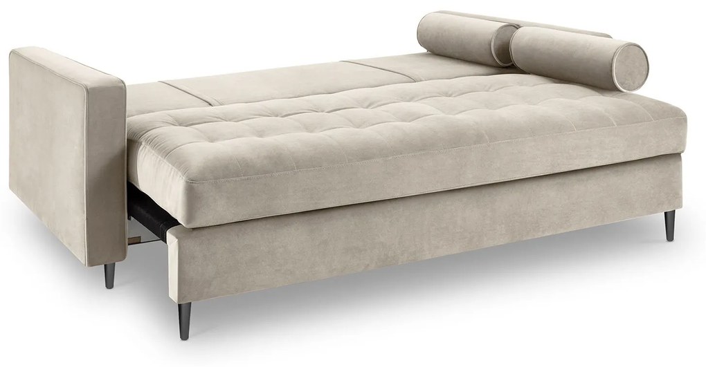 Rozkladacia zamatová pohovka s úložným priestorom Romeo 225 × 100 × 96 cm