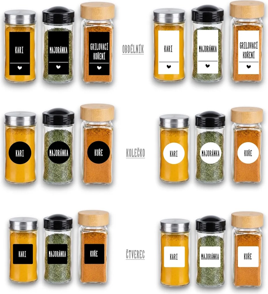 Orion Sada 16ks koreničiek SPICEBLACK 100ml + 4ks organizér na koreničky VASKY + sada 16ks štítkov