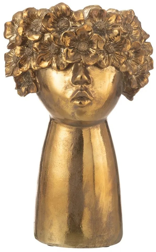 Zlatý antik kvetináč hlava ženy NebuFlower - 21*18*35 cm