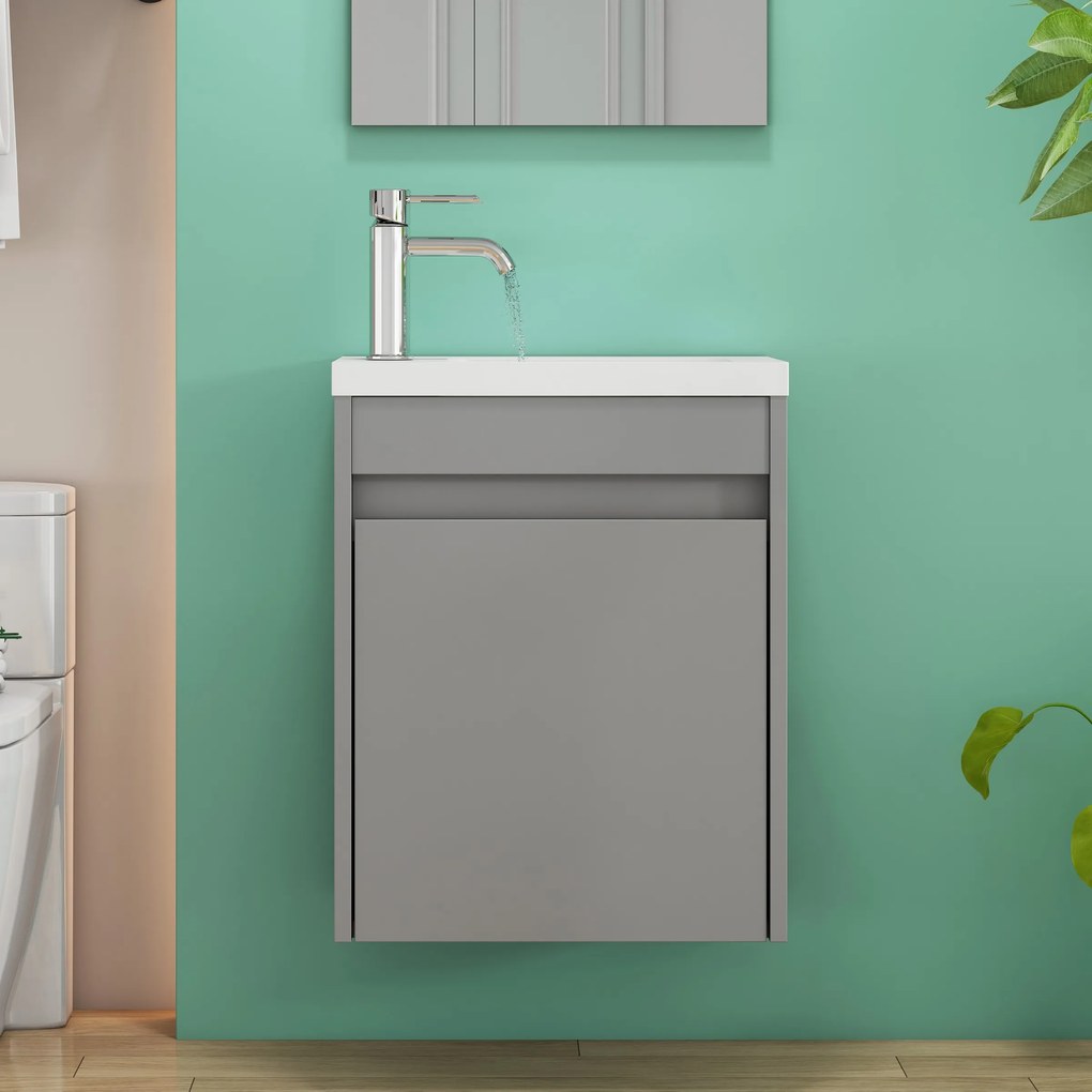 Nástenná skrinka s umývadlom Houseland Zendi 40 cm sivá