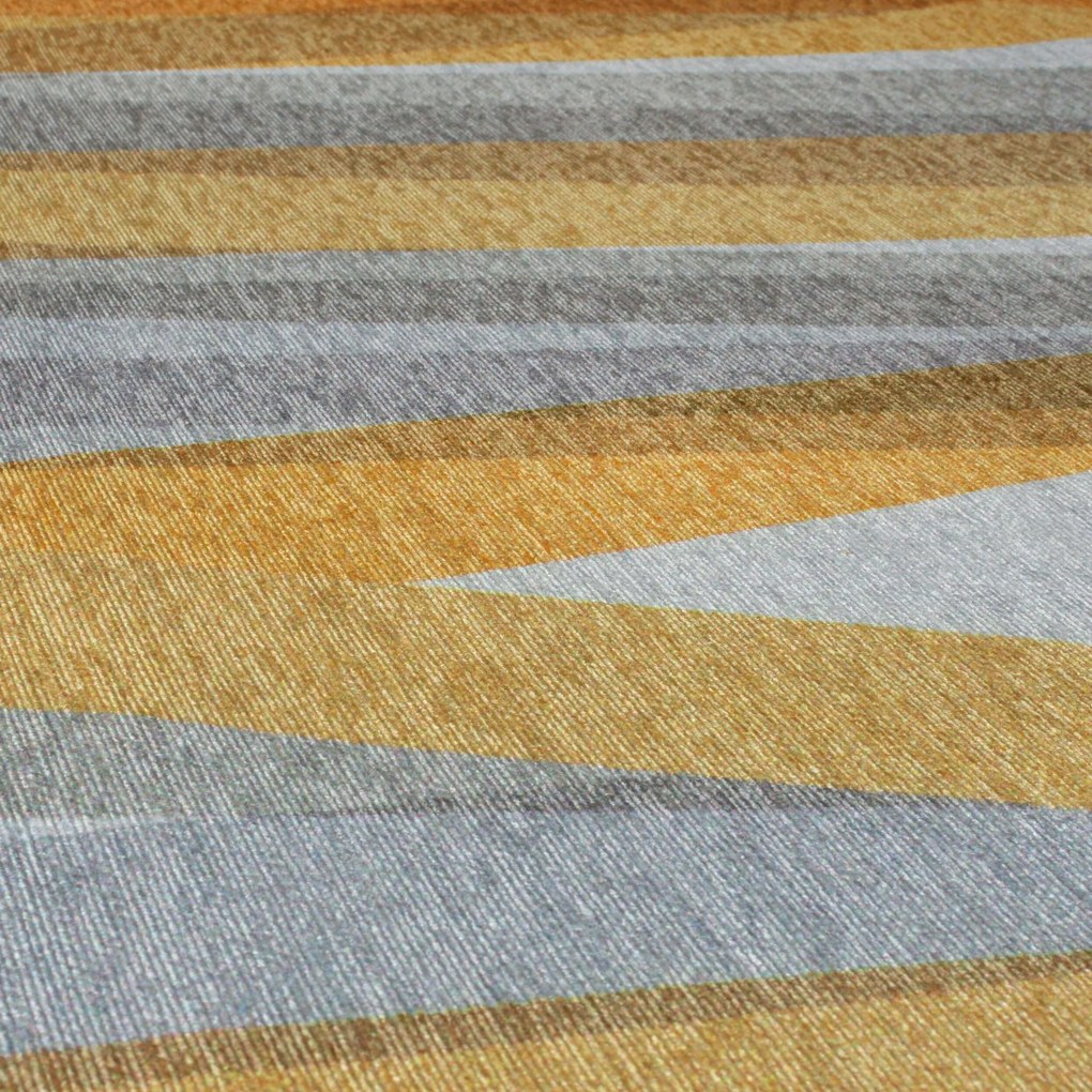 Flair Rugs 170x240 cm Kusový koberec Match Isabella Stripe Grey/Ochre, žltá, chodba / predsieň