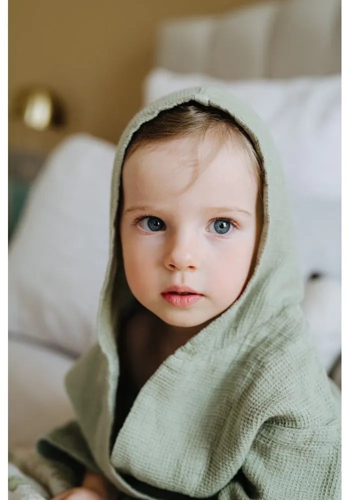 Detský zelený ľanový župan Linen Tales Nature, vel. 122 - 128