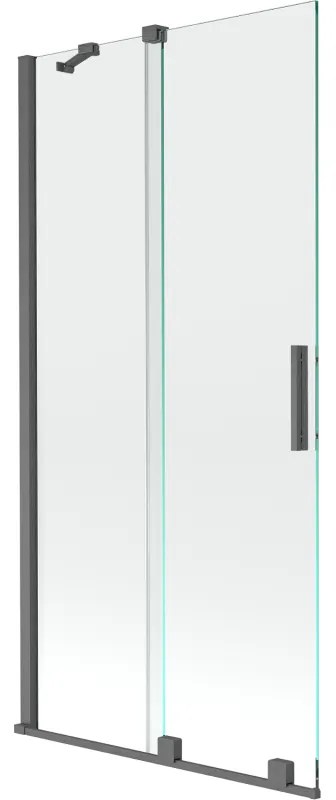 Mexen Velar, 2-krídlová posuvná vaňová zástena 90 x 150 cm, 8mm číre sklo, grafitový matný profil, 896-090-000-01-66