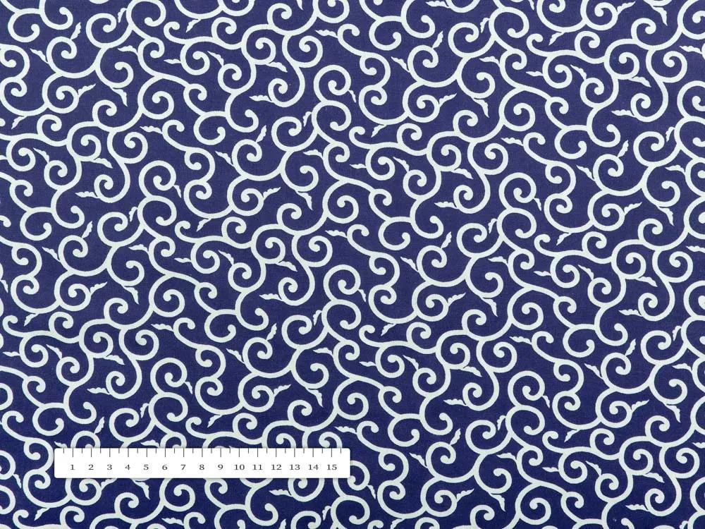 Biante Bavlnený štvorcový obrus Sandra SA-257 Ornamenty na tmavo modrom 40x40 cm