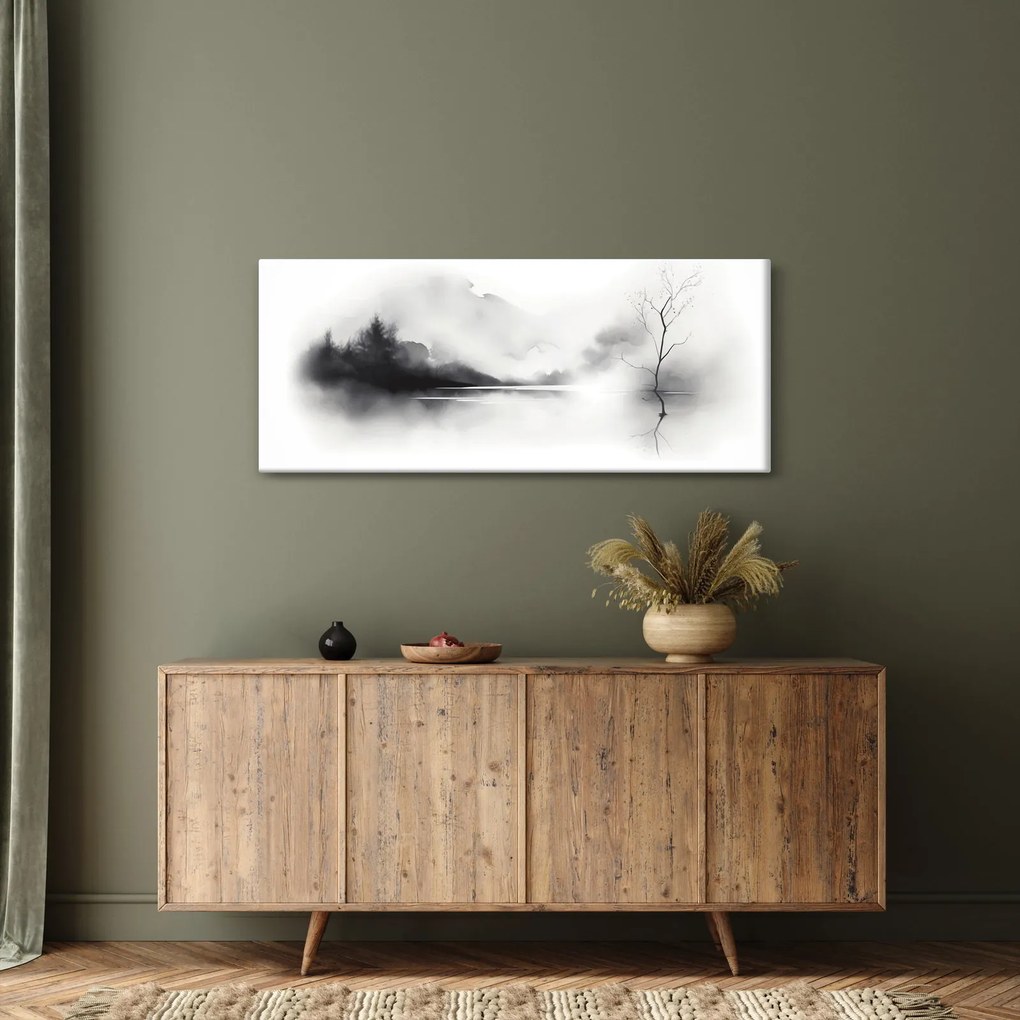 Obraz - Atramentová maľba krajiny (120x50 cm)