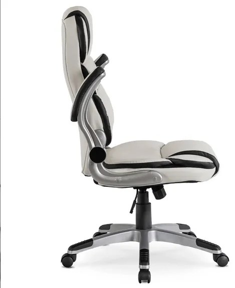 Vintino kancelárska otočná kožená stolička RONALD biela