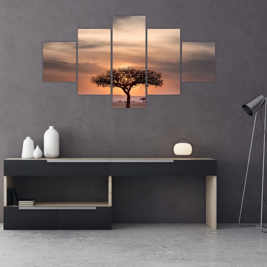 Obraz západu slnka v Tanzánii (125x70 cm), 40 ďalších rozmerov