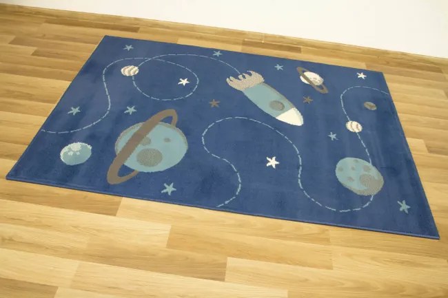 Detský koberec Kids 534547/94955 Jeans Kosmos modrý / tyrkysový