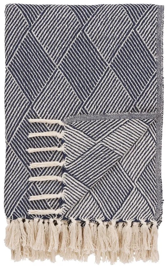 Modrá deka z recyklovanej bavlny 130x180 cm Izmir – House Nordic