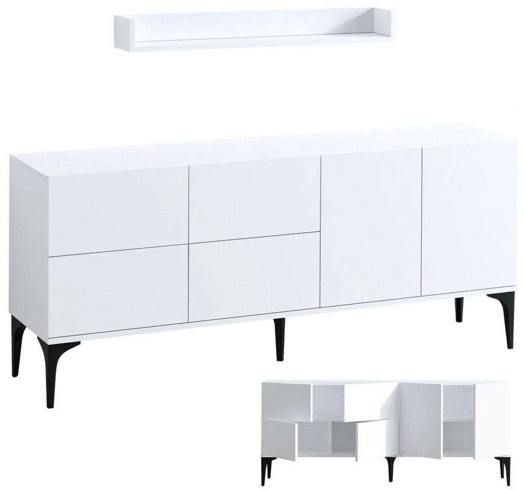 Skrinka s poličkou Lucky White and Black