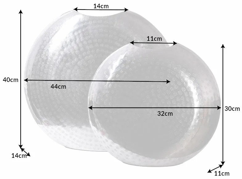 Váza Oriental 2ks 40cm a 30cm strieborná