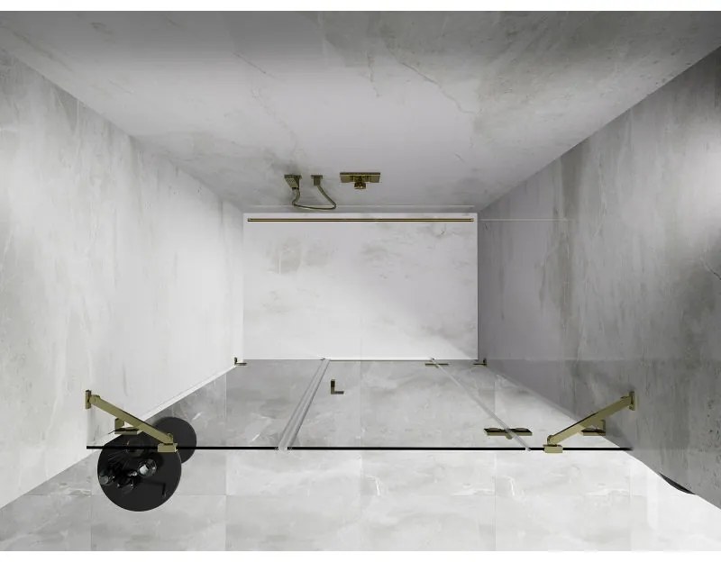 Mexen Lunar, pravé otočné sprchové dvere 135 cm, číre sklo, zlatý profil, 834S-135-050-50-00-P