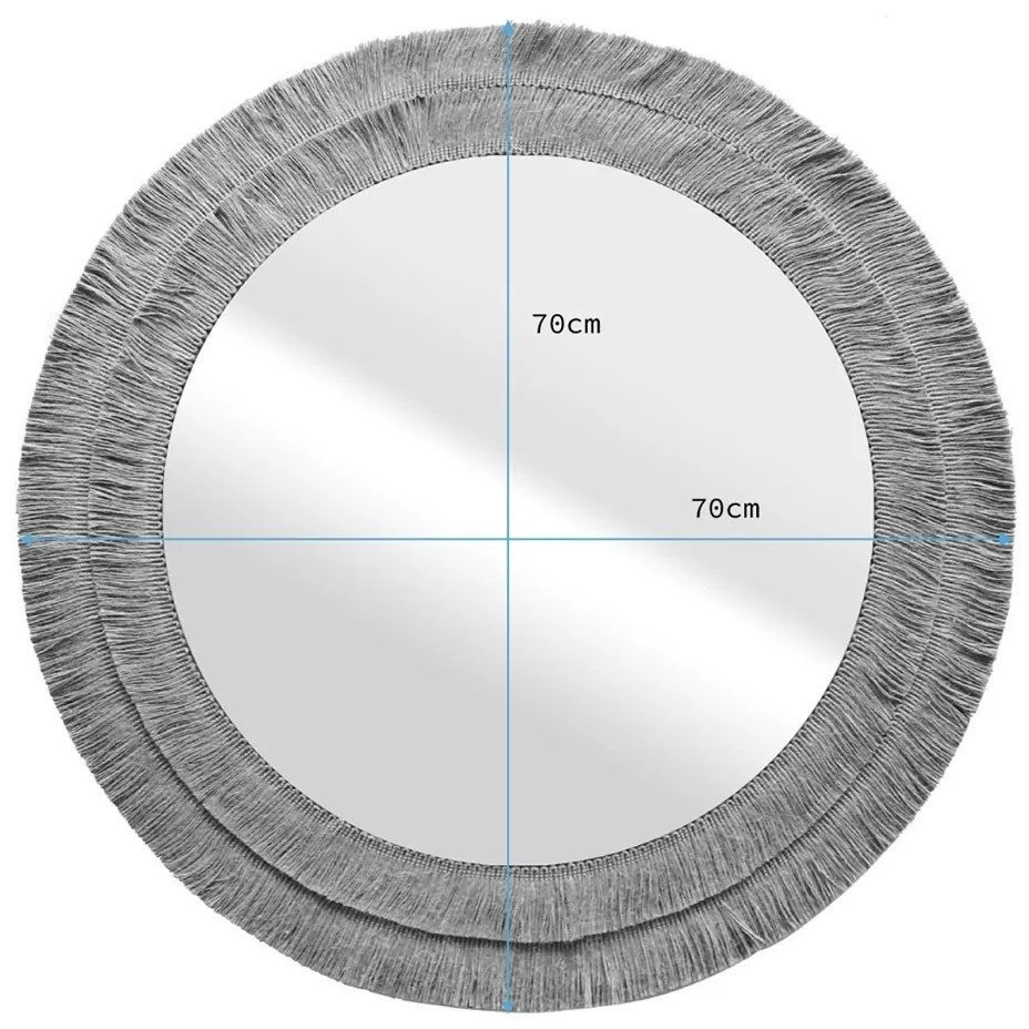 Okrúhle zrkadlo ROTI s rámom z juty
