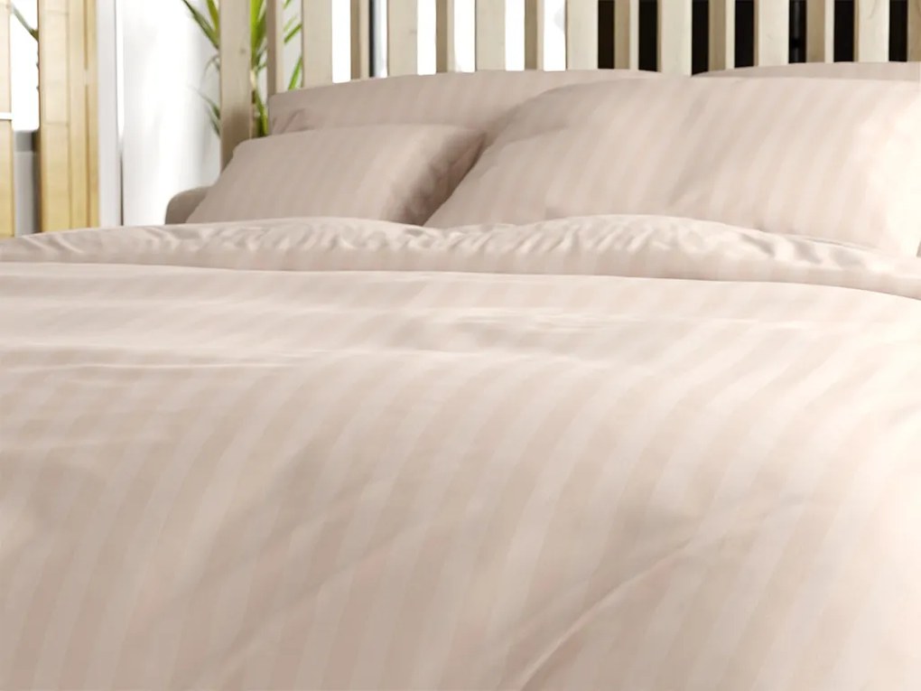 Hotelové obliečky z mikrovlákna JASMINE šampanské - prúžok 2 cm, hotelové vrecko Rozmer obliečky: 70 x 90 cm | 140 x 200 cm