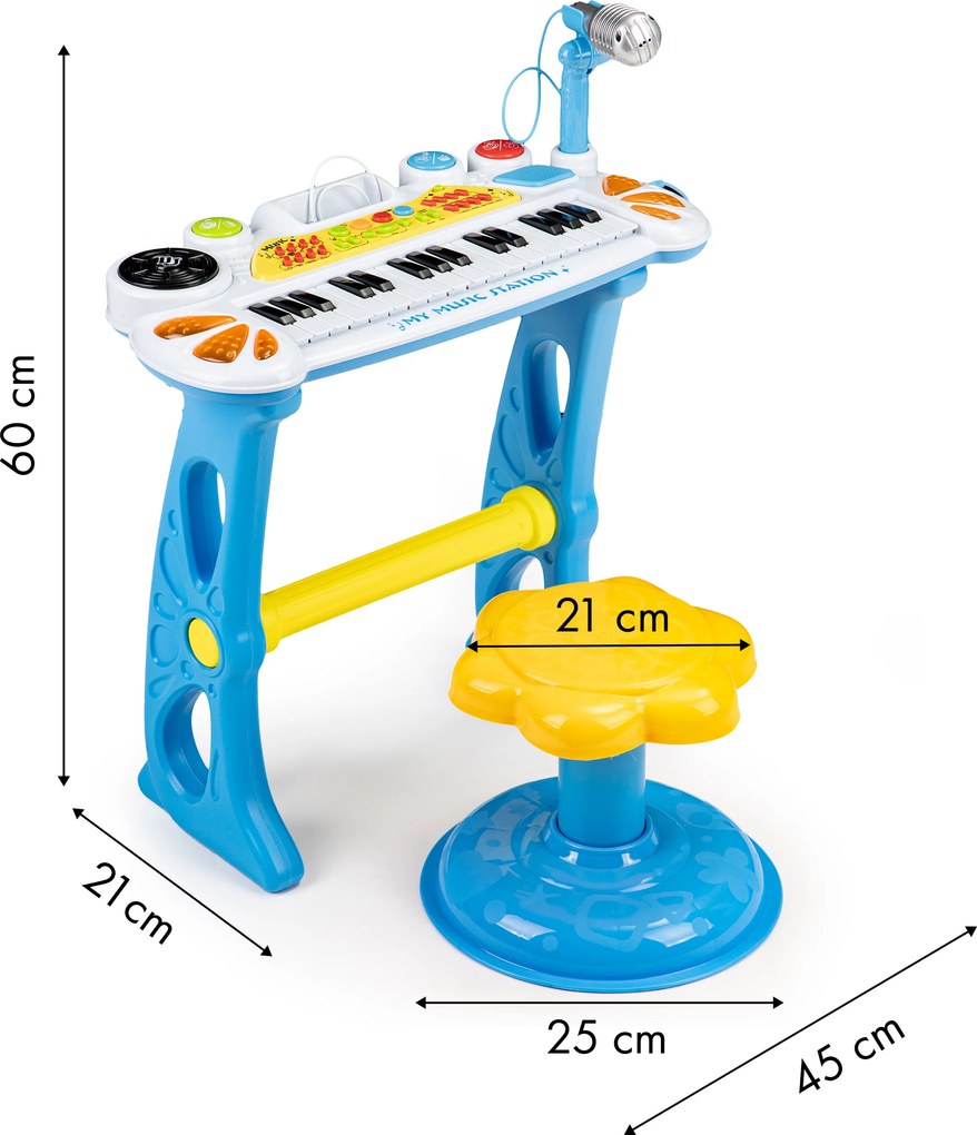 MULTISTORE Klávesové klavírne organy s mikrofónom mp3 modré