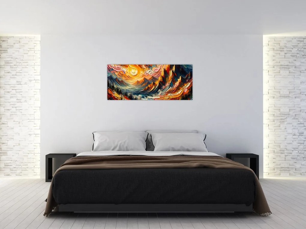 Obraz - Hory zalité slnkom (120x50 cm)