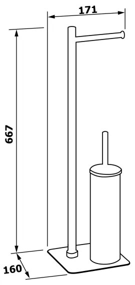 Gedy - Stojaca WC kefa s držiakom na toaletný papier FLORI lesklý chróm