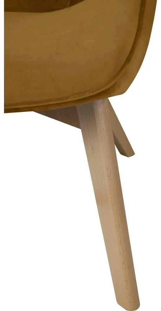 Zamatové kreslo s podnožkou v horčicovej farbe Niko – Ropez