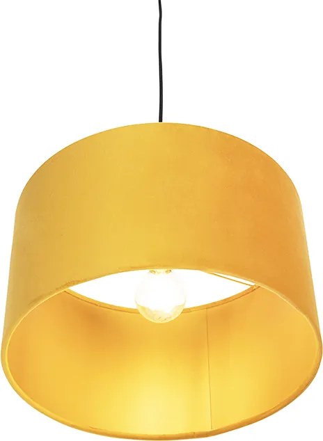 Závesné svietidlo s tienidlom z velúru okrová so zlatom 35 cm - Combi