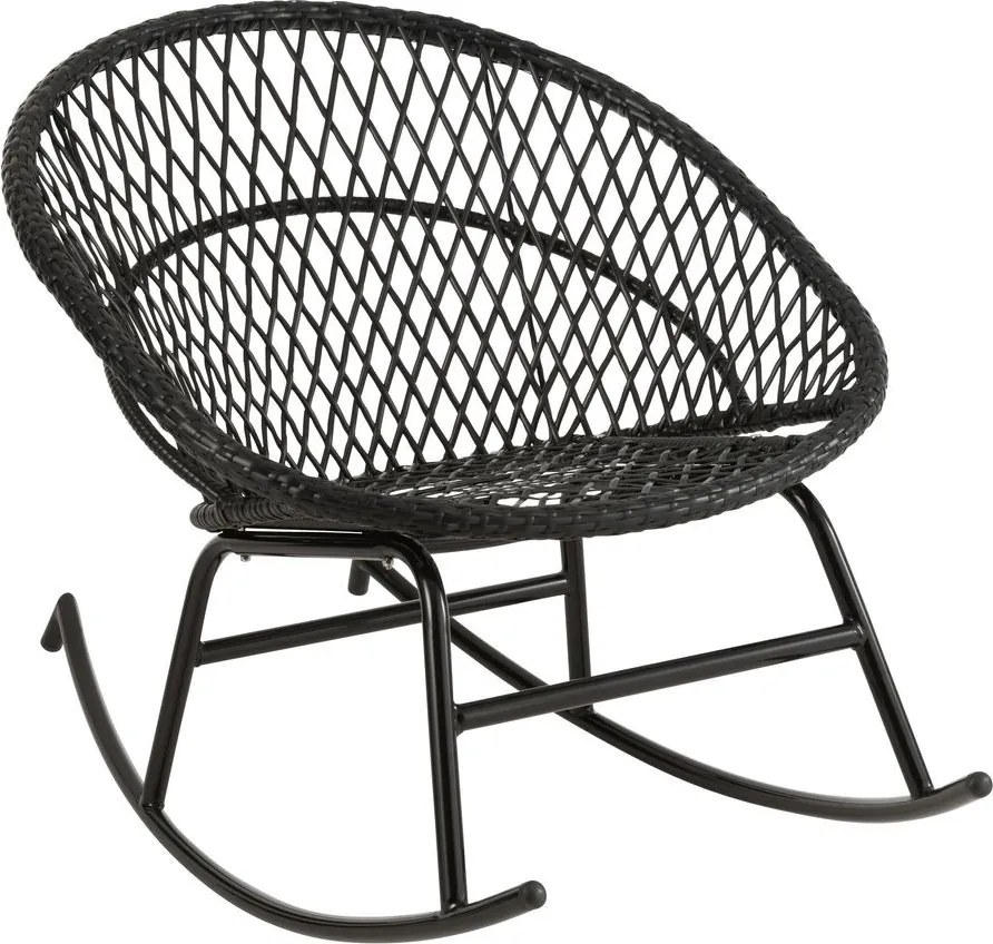 Čierne ratanové záhradné hojdacie kreslo Zayo Black - 118*82*78 cm