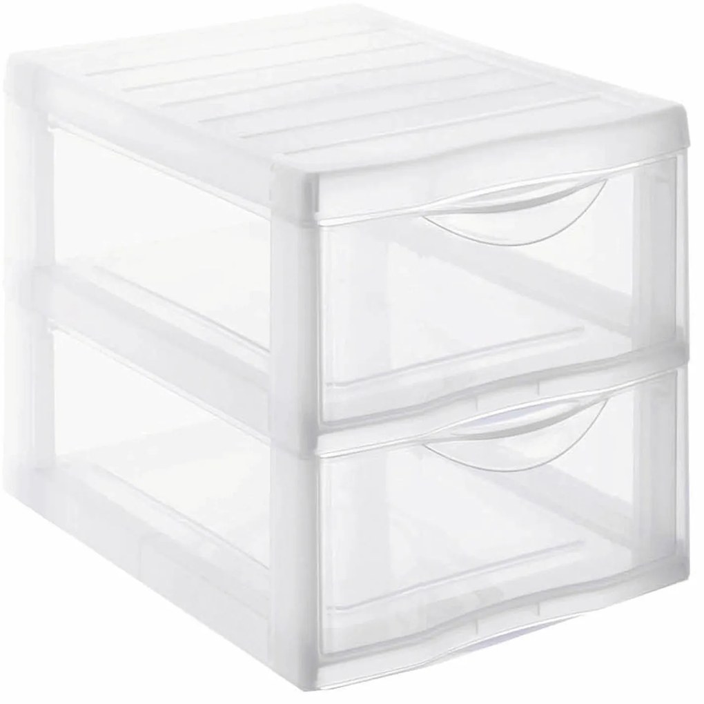 Úložný box s 2 zásuvkami, transparentný, ORGAMIX A4 2T