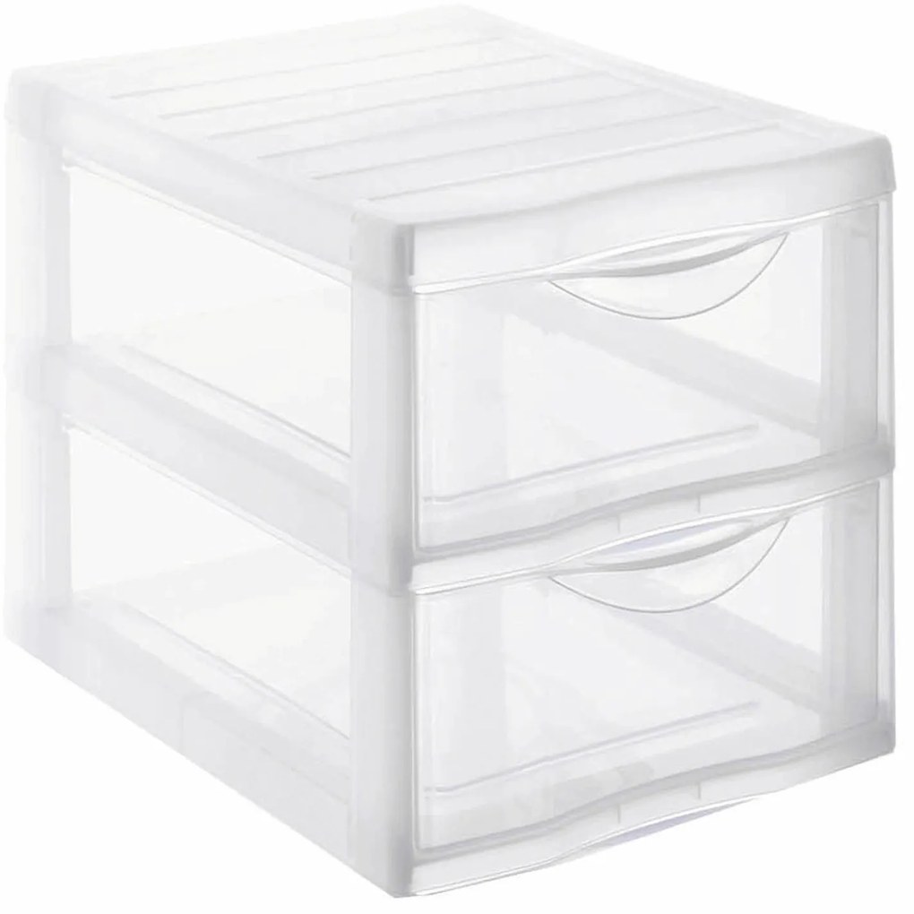 Úložný box so 2 zásuvkami, transparentný, ORGAMIX A4