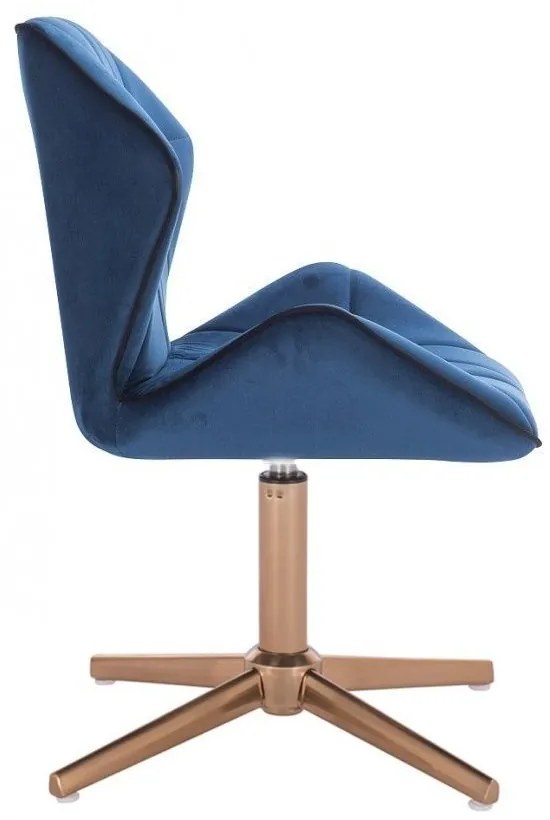 LuxuryForm DESIGN Stolička MILANO MAX VELUR na zlatom kríži - modrá