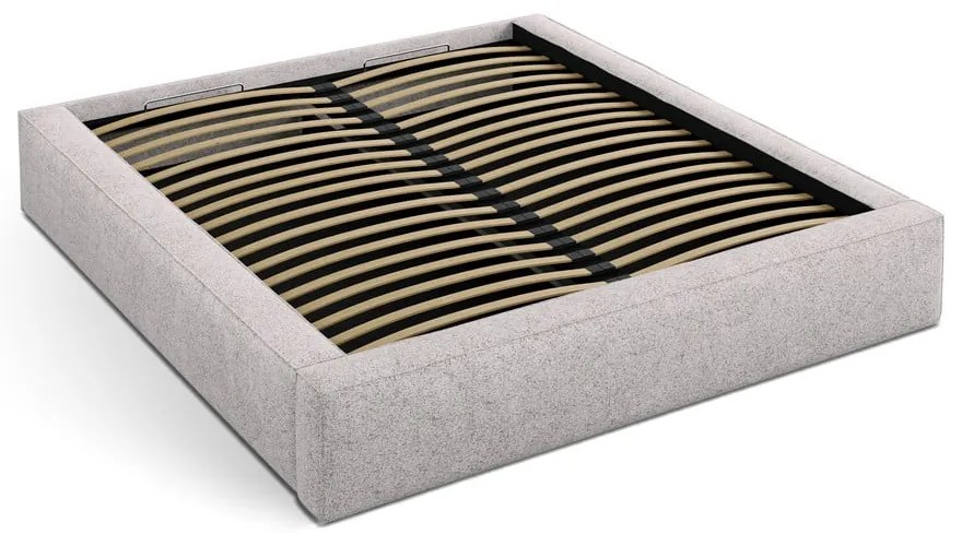 Béžová čalúnená dvojlôžková posteľ s úložným priestorom s roštom 140x200 cm Simon – Micadoni