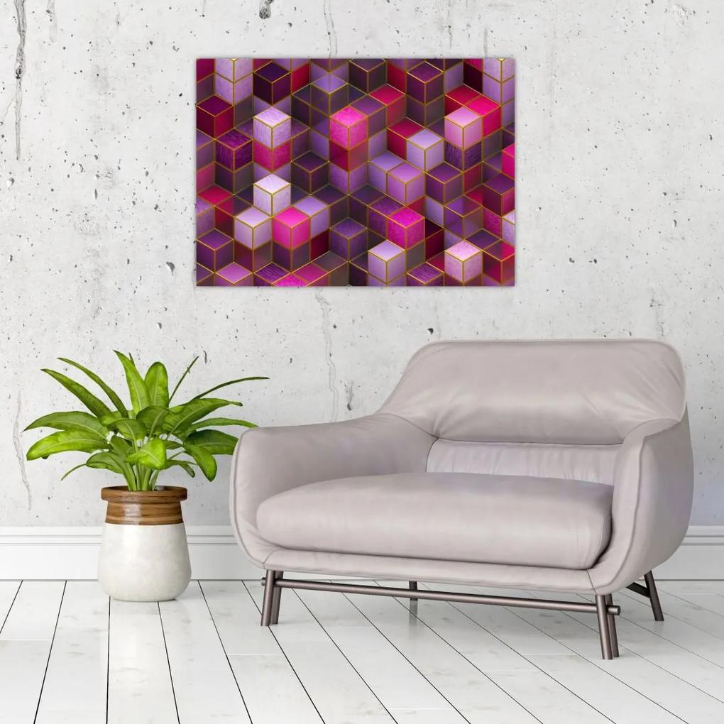 Sklenený obraz fialových kociek (70x50 cm)