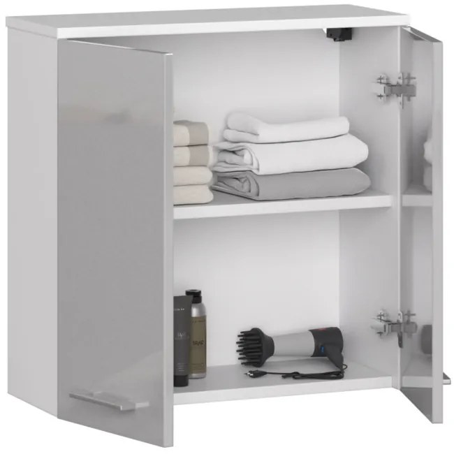 Kúpeľňová skrinka W 60 cm FIN 2D biela / metalická, lesk
