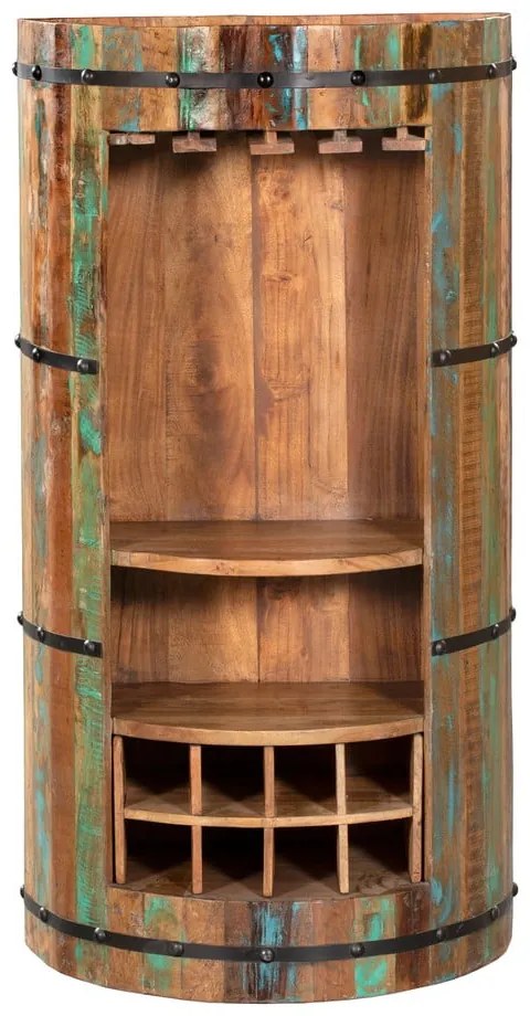 Vinotéka z recyklovaného dreva v prírodnej farbe na 8 fliaš, 60x115 cm Kaveri – Interia Home & Living