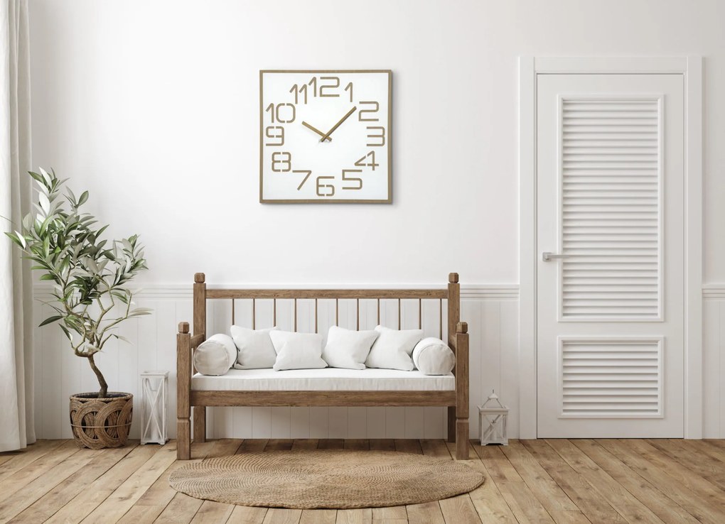 Dekorstudio Moderné drevené hodiny EKO Digits biele - 60cm