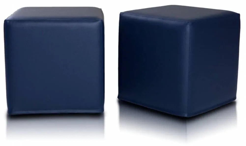 INTERMEDIC SK - Taburetka BLOCK 40x40 cm z ekokože | multifunkčný vak, podnožka, kocka Farba: E11 - Modrá tmavá (Ekokoža)