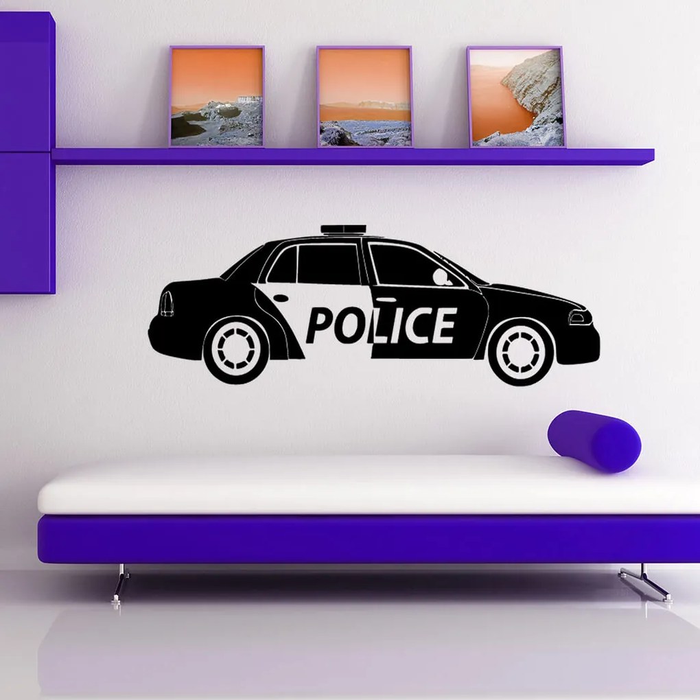 Veselá Stena Samolepka Policajné autíčko Farba: šedá, Veľkosť: 40 x 13 cm