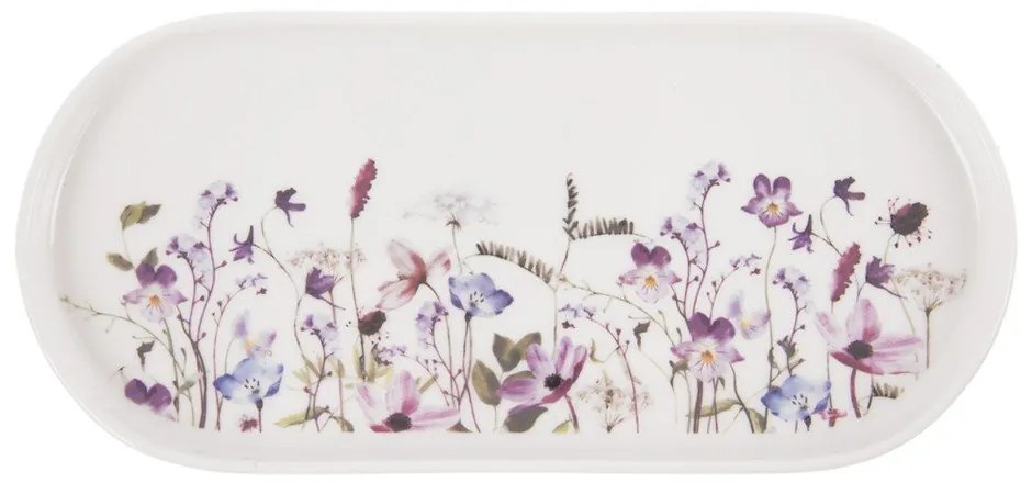 Biely/fialový servírovací porcelánový tanier Louka – Orion