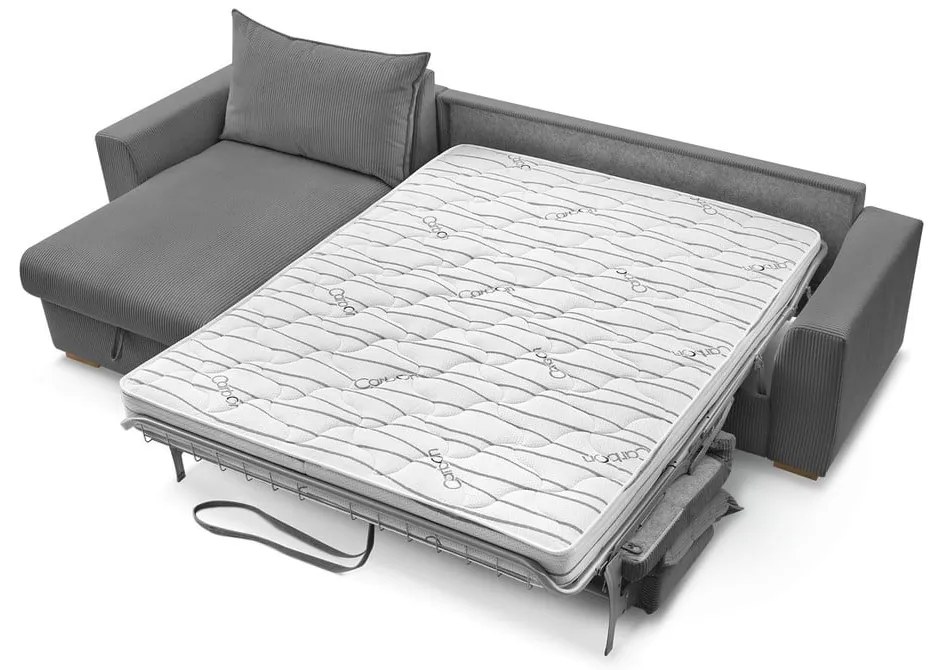 Sivá menčestrová rozkladacia rohová pohovka (variabilná) Augustin – Bobochic Paris