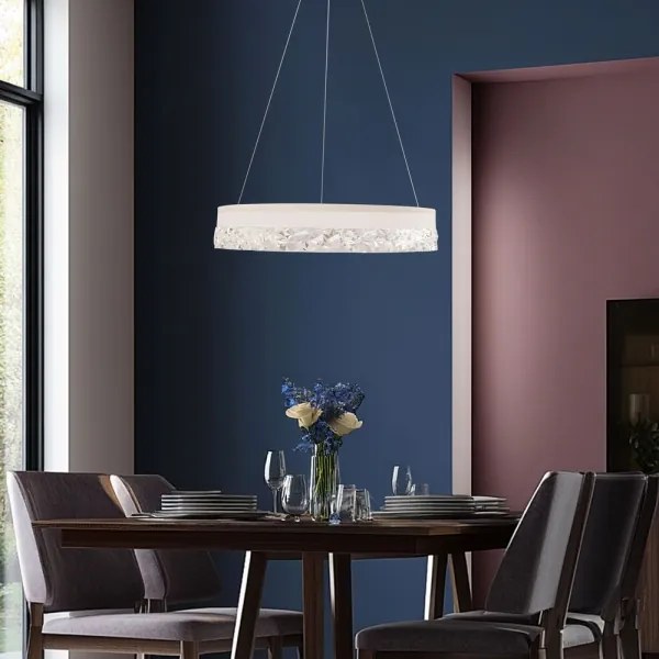 LED luster na lanku FROZI LED/32W/230V priemer 50 cm biely