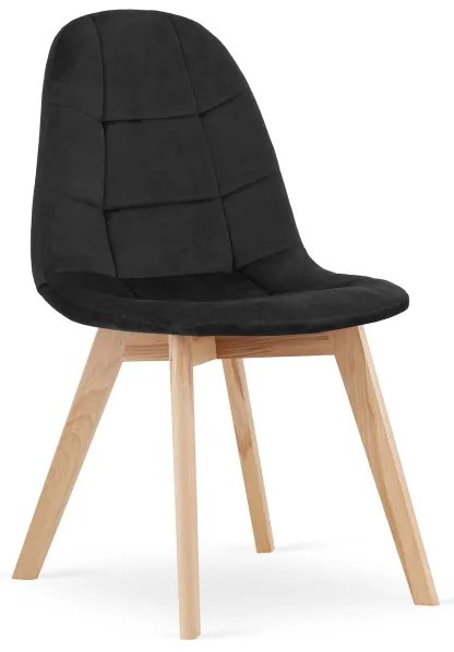 Set troch jedálenských stoličiek BORA zamat čierna (hnedé nohy) (3ks)