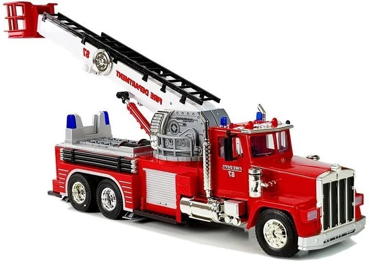 LEAN Toys Hasičské auto 60 cm s vysúvateľným otočným rebríkom, diaľkovým ovládaním, zvukom, sirénou a svetlami