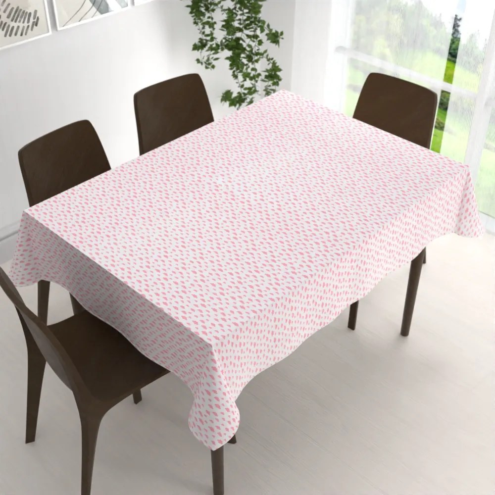 Biante Detský bavlnený obdĺžnikový obrus Sandra SA-128 Koralové obláčiky na bielom 140x180 cm