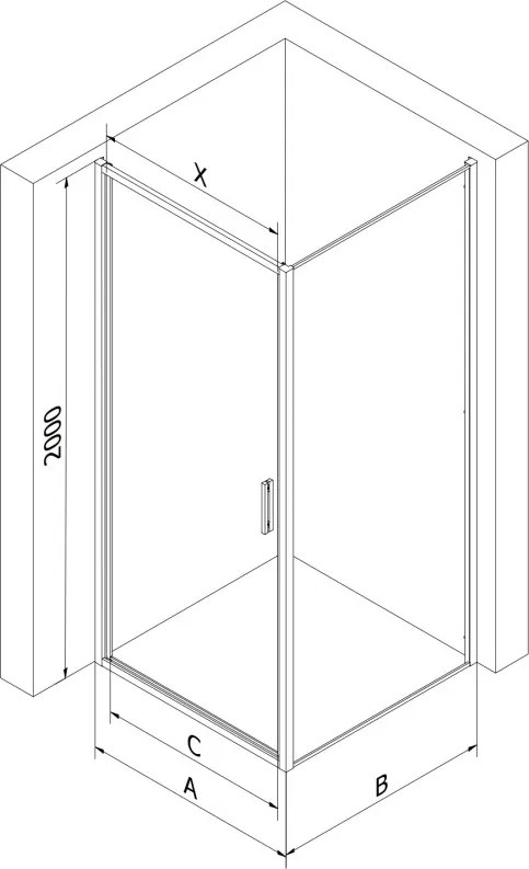 Mexen Exo-B sprchová kabína s otváracími dverami 90 x 90 cm, transparentná, čierna - 817-090-090-70-00