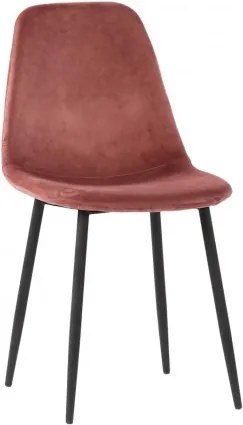 Jídelní židle STOCKHOLM růžová, samet, s černou podnoží House Nordic 1001120