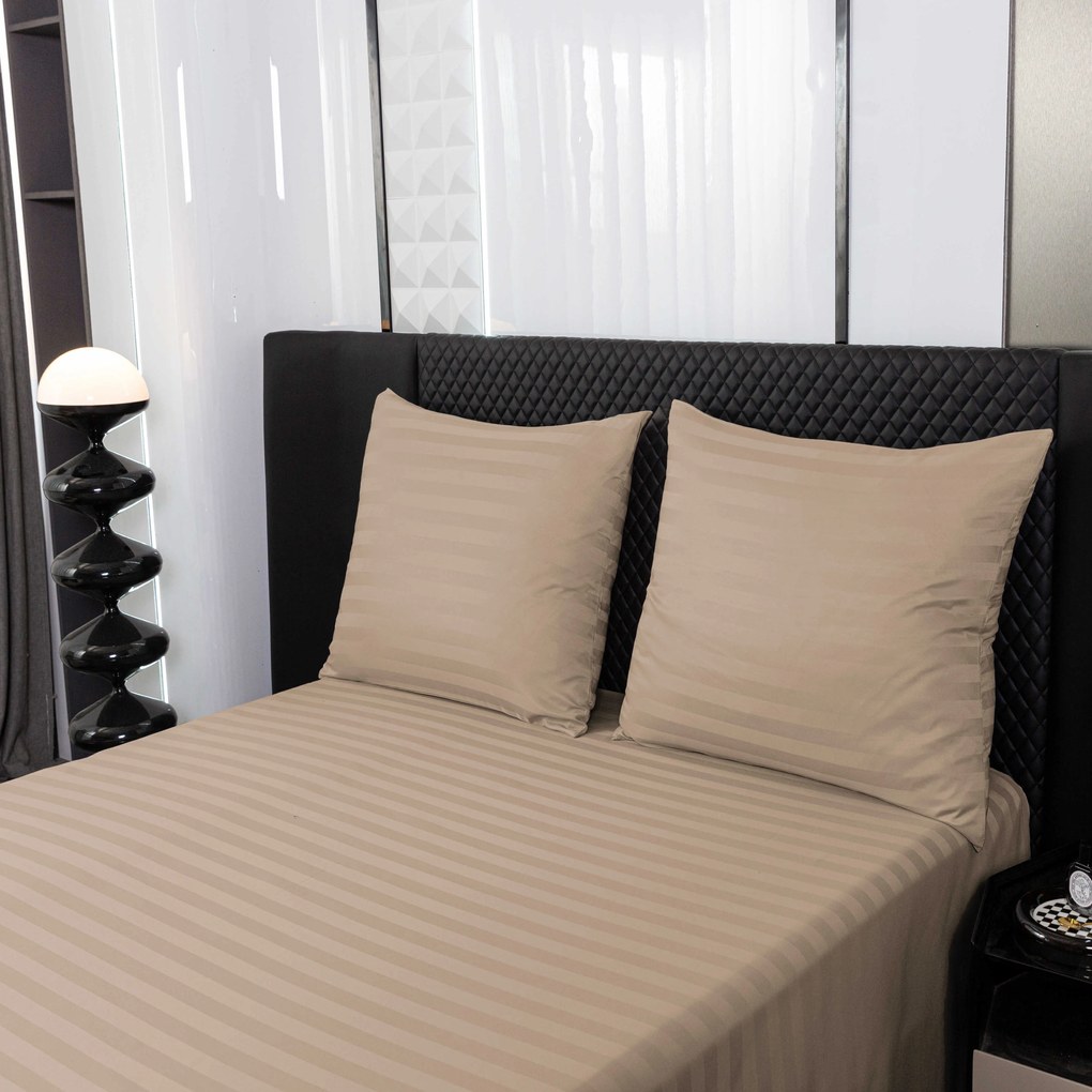 Hotelové obliečky z mikrovlákna JASMINE béžové - prúžok 2 cm Rozmer obliečky: 2 ks 70 x 90 cm | 200 x 220 cm