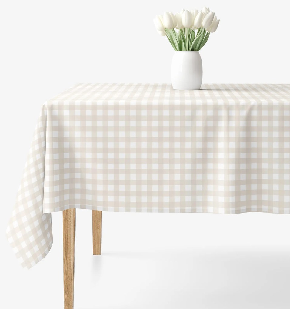 Goldea hranatý obrus 100% bavlnené plátno - latte kocky 100 x 100 cm