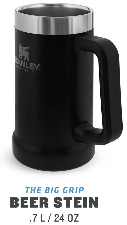 Čierny termo hrnček z nehrdzavejúcej ocele 700 ml The Big Grip Beer Stein Black – Stanley